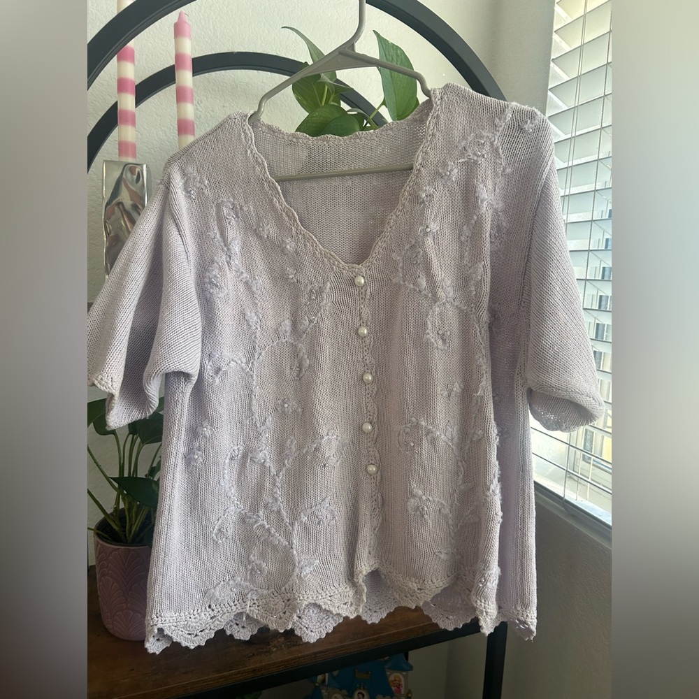 Vintage Lavender Lace Knit Women's Top